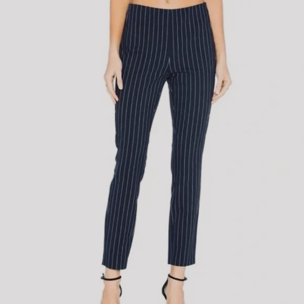RAG & BONE STRIPED ANKLE CROPPED PANT IN NAVY WITH GREY STRIPE